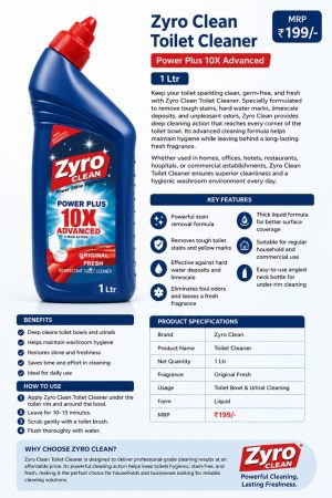 Zyro Clean Power Plus 10X Advanced Toilet Cleaner (1 Ltr)